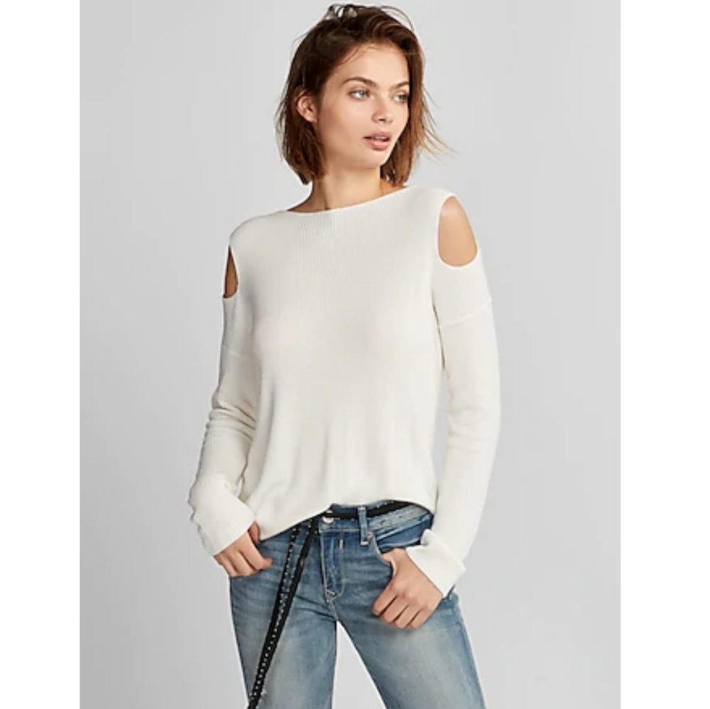Express Cold Shoulder Pullover Sweater - XS